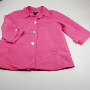 Ralph‎ Lauren Womens Taffeta Jacket Size Large 3/4 Sleeve Pink Button Up Front